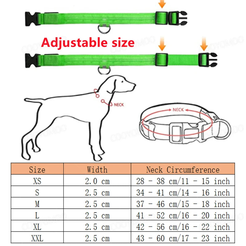 LED Rechargeable Dog Glow Safety Collar