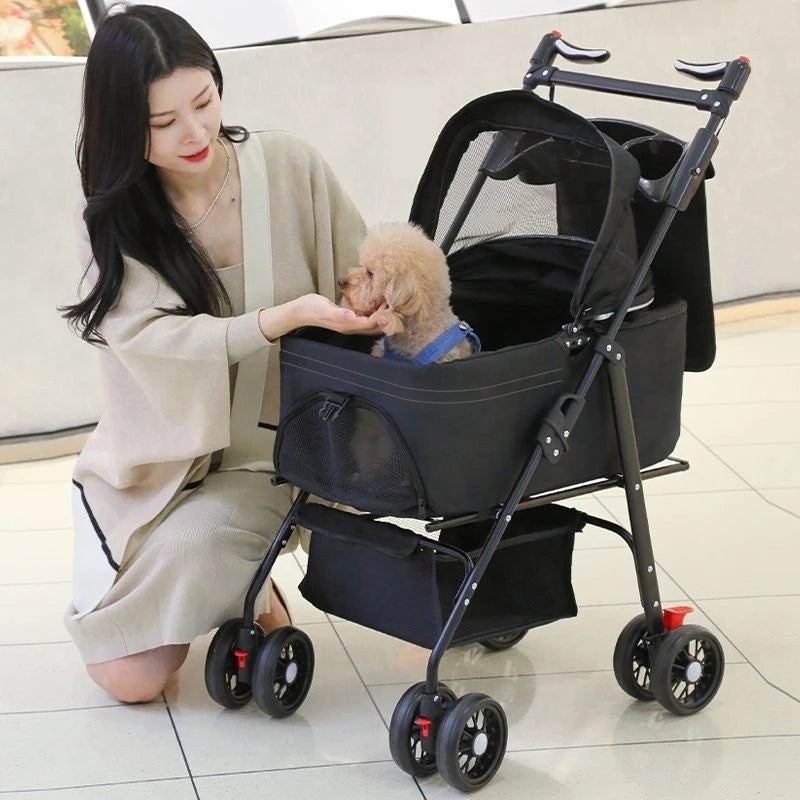 Portable Folding Cart with Carrier for Dogs