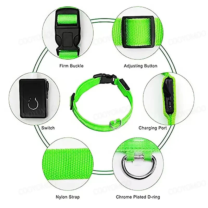 LED Rechargeable Dog Glow Safety Collar
