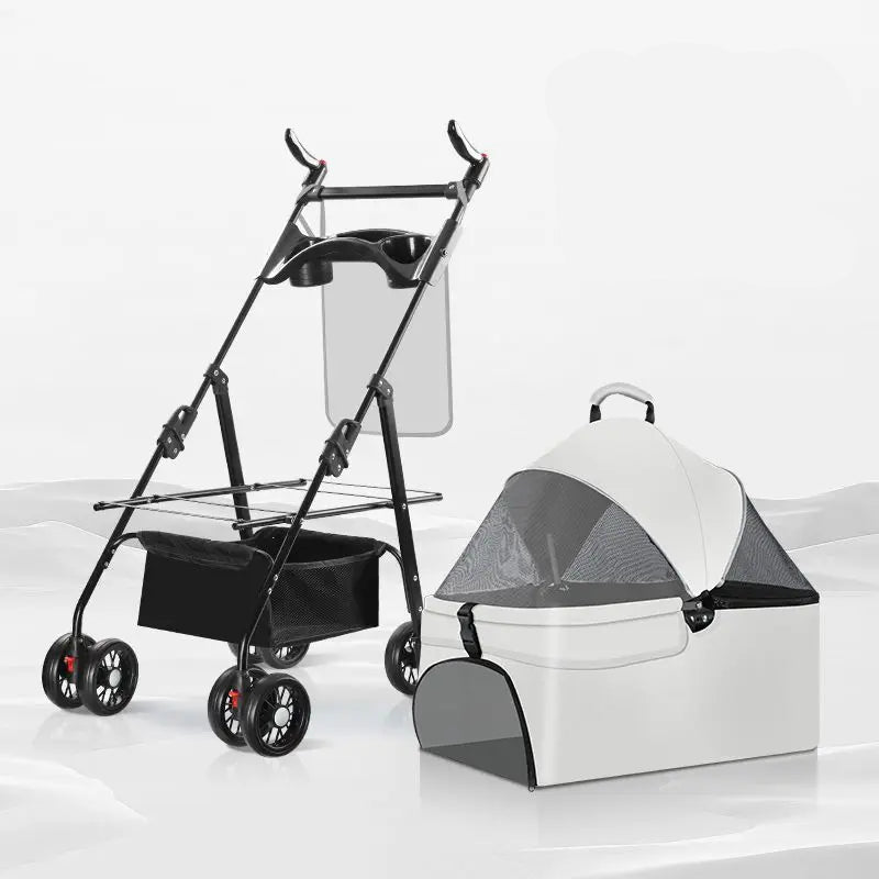 Portable Folding Cart with Carrier for Dogs