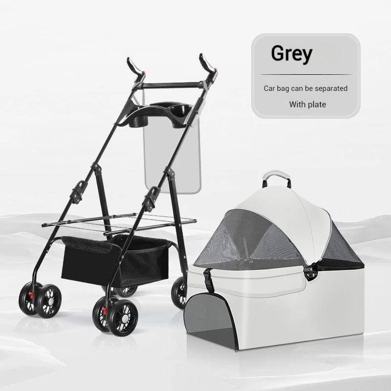 Portable Folding Cart with Carrier for Dogs