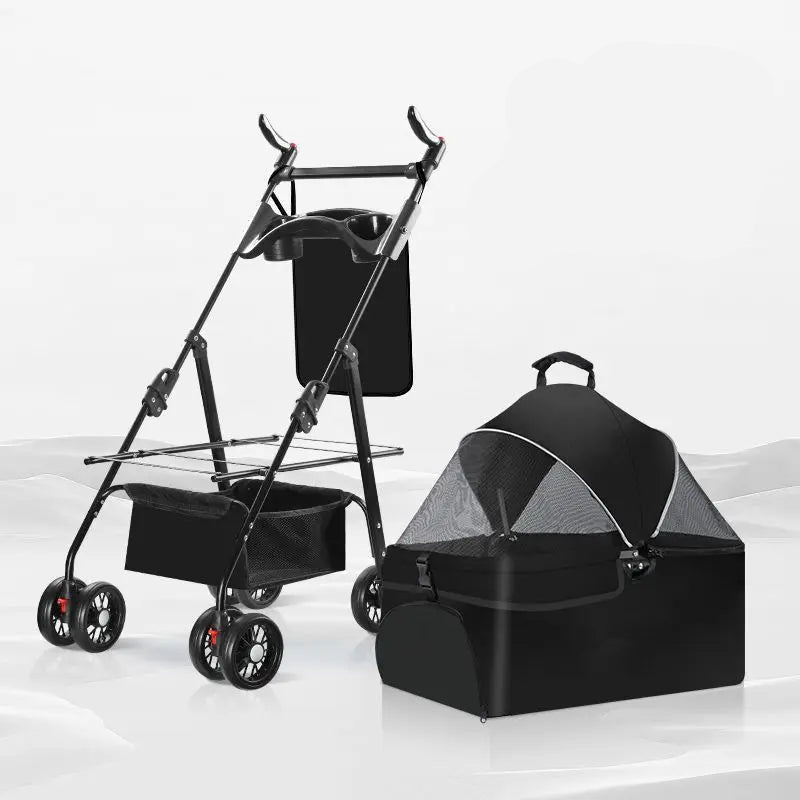 Portable Folding Cart with Carrier for Dogs