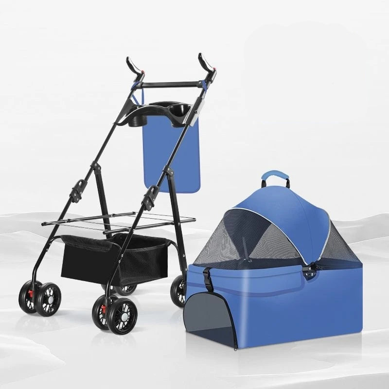 Portable Folding Cart with Carrier for Dogs