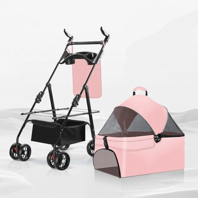 Portable Folding Cart with Carrier for Dogs