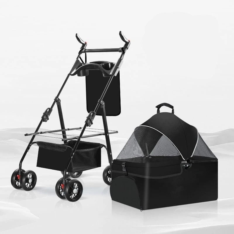 Portable Folding Cart with Carrier for Dogs